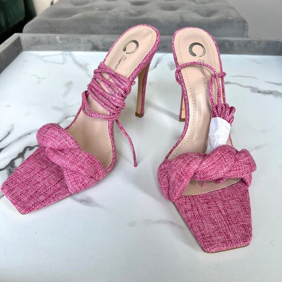 NEW Journee Collection Edelie Tru Comfort Open Toe Pink Sandal Heels Size 8.5 - Picture 5 of 8